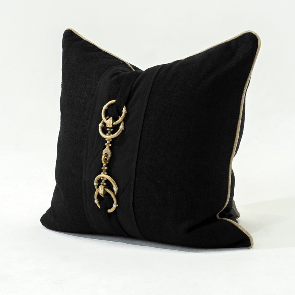 Bandhini Design House Lounge Cushion Metal Horse Bit Black Lounge Cushion 55 x 55cm