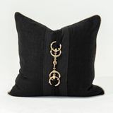 Horse Bit Black Handmade Metal Embellished Cushion Cover