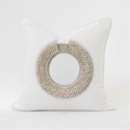 Natural Shell Ring White Handmade Embellished Linen Cushion Cover