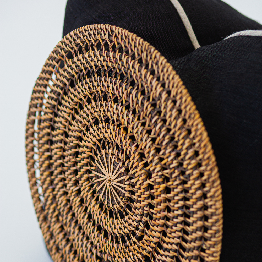 Bandhini Design House Lounge Cushion Natural Weave Place Mat Black & Natural Lounge Cushion 55 x 55cm