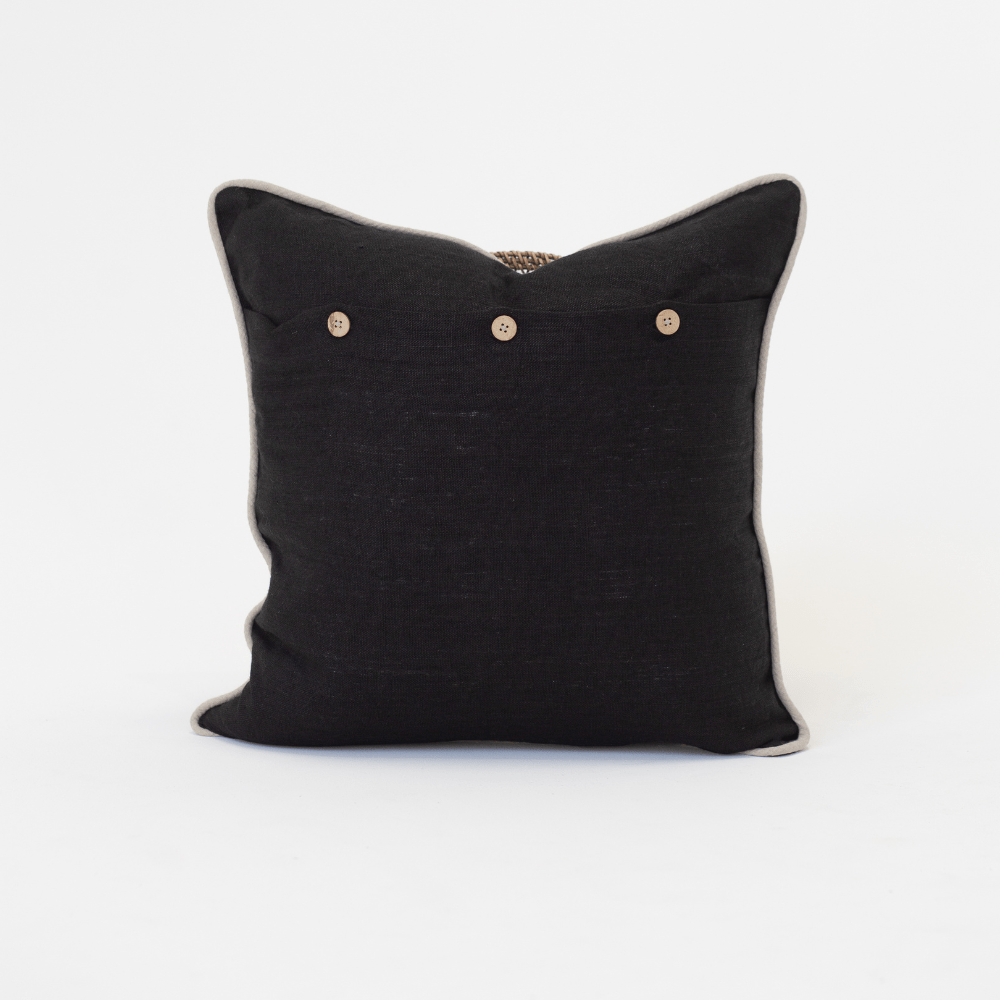 Bandhini Design House Lounge Cushion Natural Weave Place Mat Black & Natural Lounge Cushion 55 x 55cm