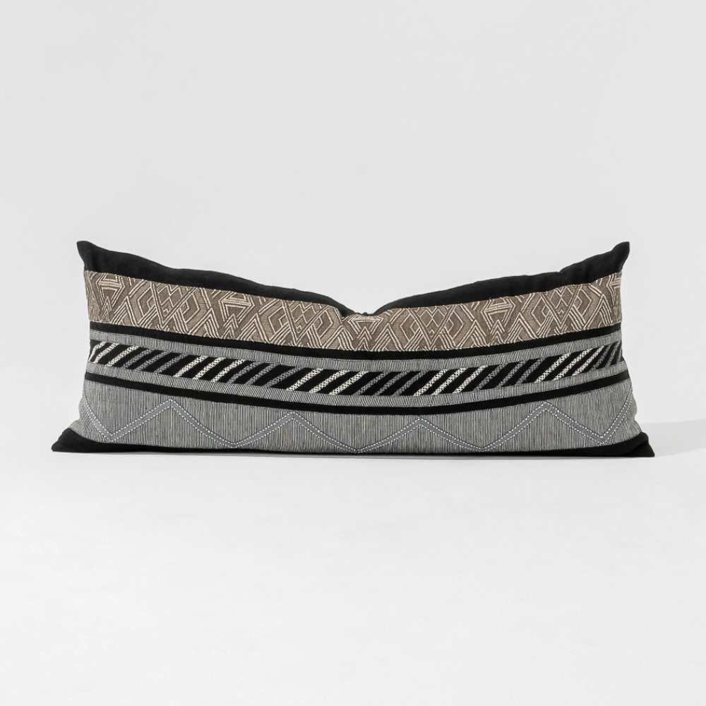 Bandhini Design House Lounge Cushion Navajo Black Long Lumbar Cushion 35 x 90cm