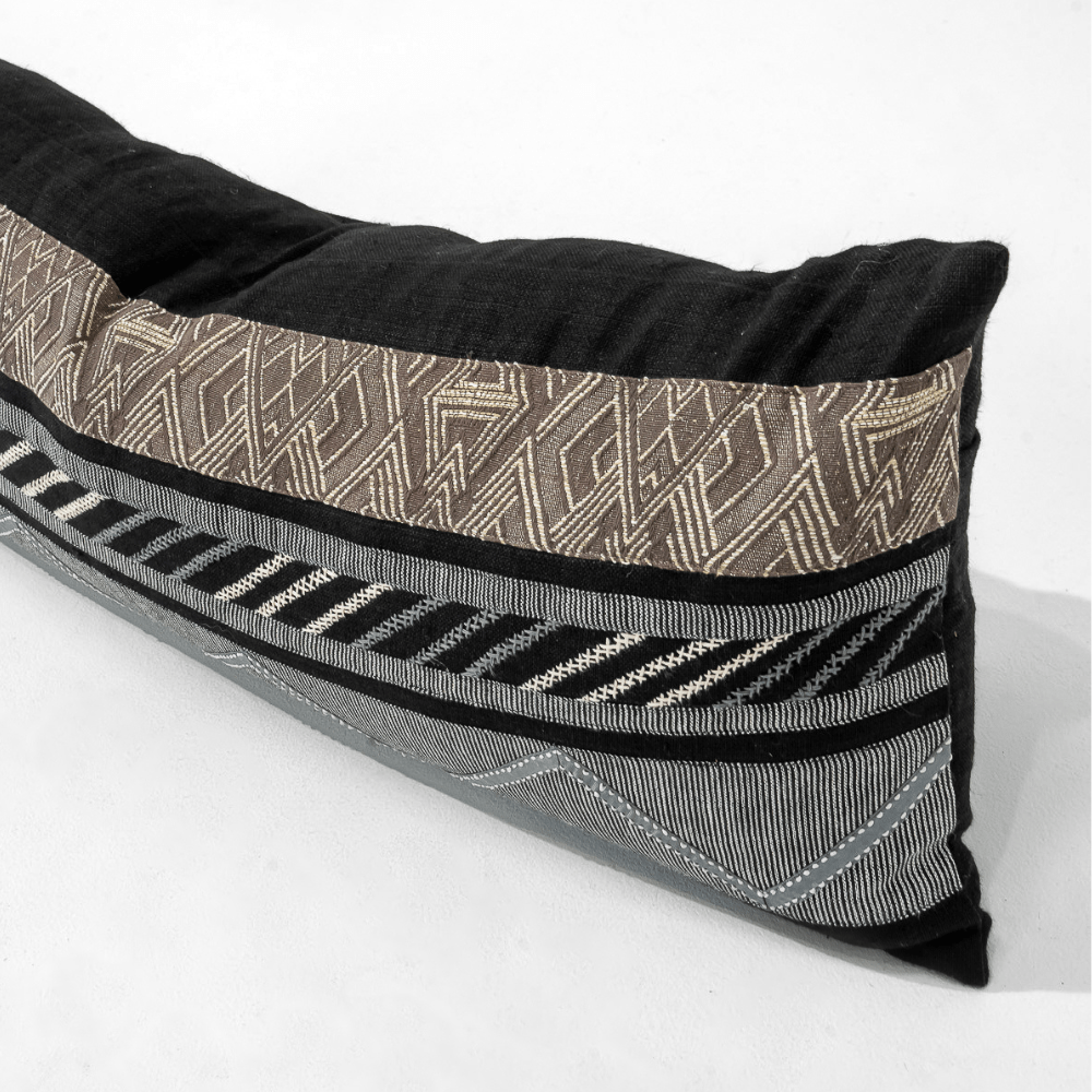 Bandhini Design House Lounge Cushion Navajo Black Long Lumbar Cushion 35 x 90cm