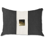 Outdoor Horn Button Black & Natural Handmade Embellished Outdoor Lumbar Cushion