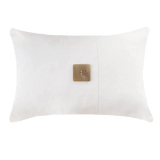 Outdoor Horn Button White Handmade Embellished Outdoor Lumbar Cushion