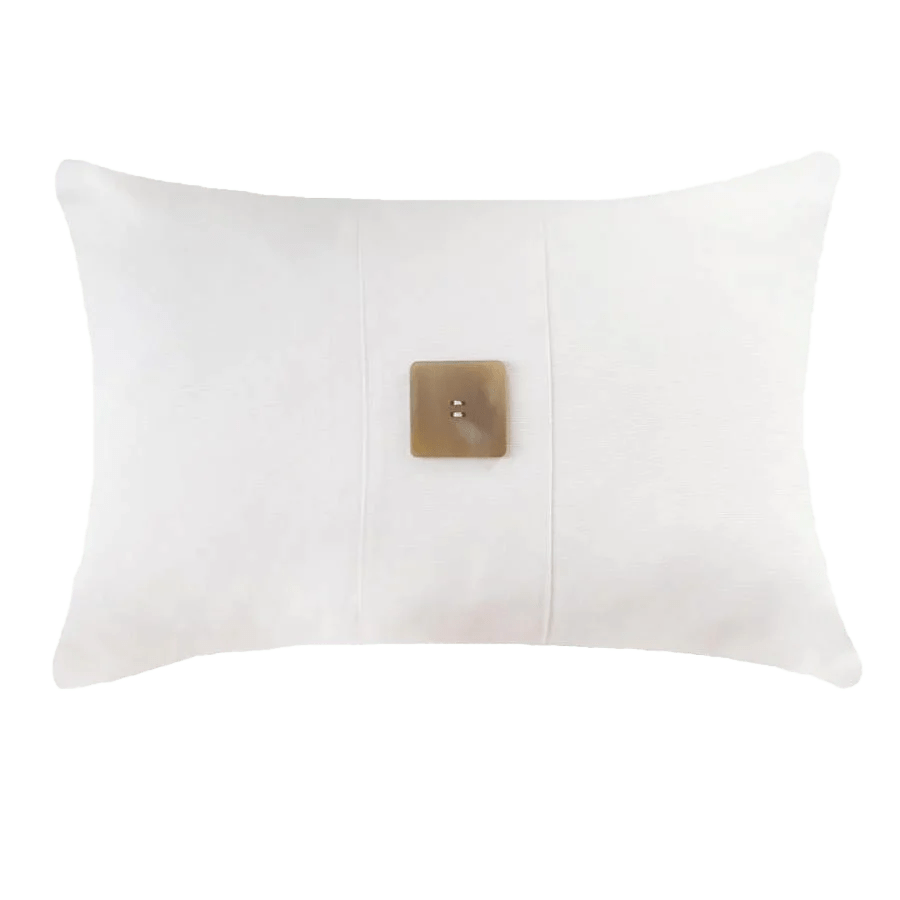 Bandhini Design House Lounge Cushion Outdoor Horn Button White Lumbar Cushion 35 x 53cm