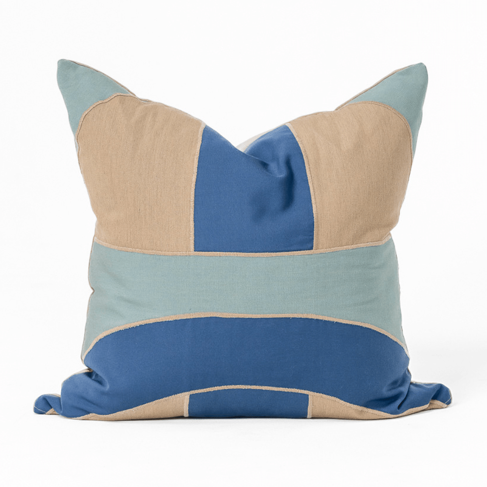 Bandhini Design House Lounge Cushion Outdoor Inter Gem Applique Aqua Lounge Cushion 55 x 55cm