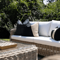 Outdoor Raffia Angles Black & Natural Lounge Cushion – UV Resistant