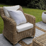 Outdoor Raffia Angles White & Chocolate Lounge Cushion – UV Resistant