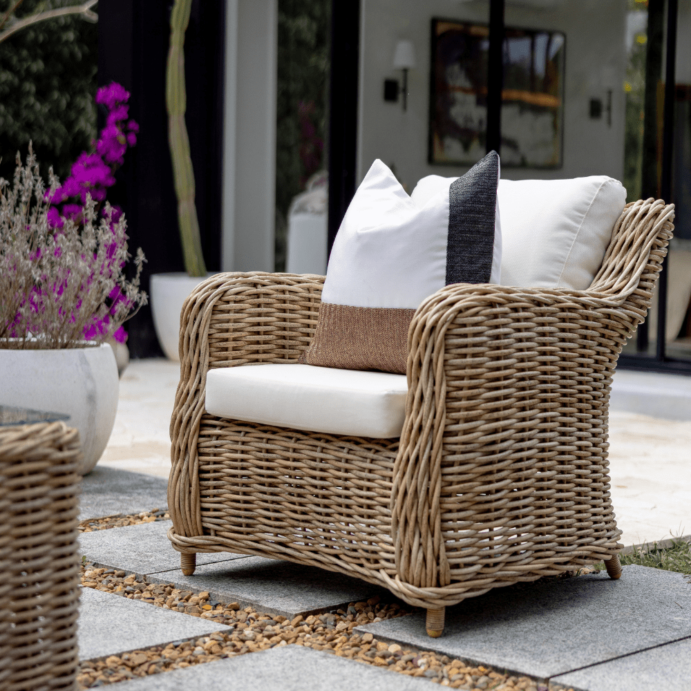 Bandhini Design House Lounge Cushion Outdoor Raffia Blocks Black & Chocolate Lounge Cushion 55 x 55cm