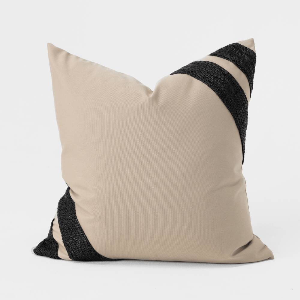 Bandhini Design House Lounge Cushion Outdoor Raffia Corner Stripe Lounge Cushion 55 x 55cm