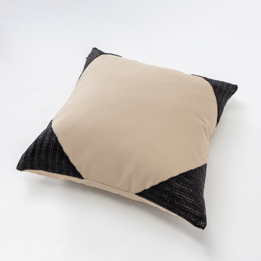 Bandhini Design House Lounge Cushion Outdoor Raffia Corners Black & Natural Lounge 55 x 55cm