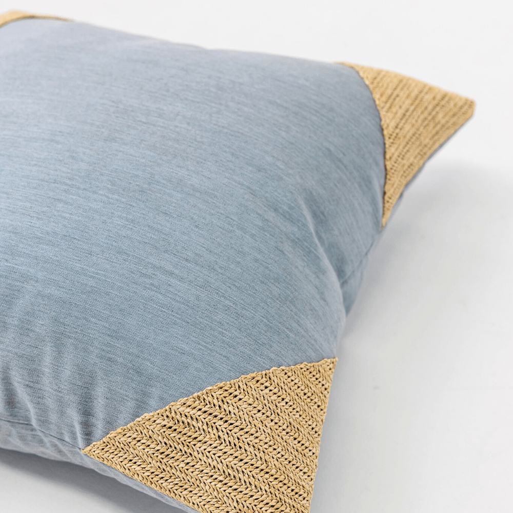 Bandhini Design House Lounge Cushion Outdoor Raffia Corners Lake & Natural Lounge 55 x 55cm