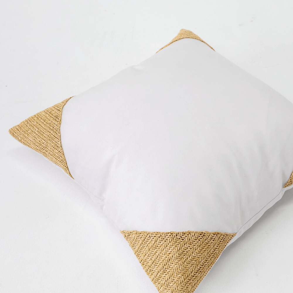 Bandhini Design House Lounge Cushion Outdoor Raffia Corners White & Natural Lounge 55 x 55cm