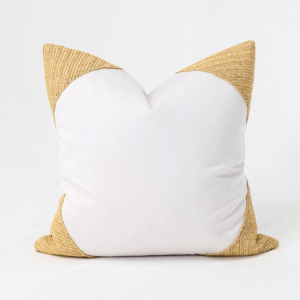 Bandhini Design House Lounge Cushion Outdoor Raffia Corners White & Natural Lounge 55 x 55cm