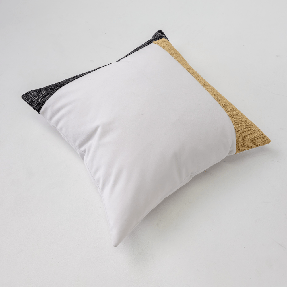 Bandhini Design House Lounge Cushion Outdoor Raffia White Edge Black and Tan Black & Natural Lounge 55 x 55cm