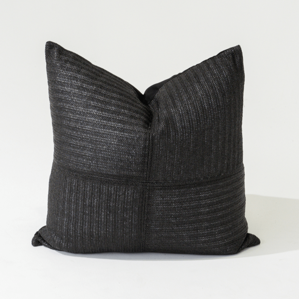 Bandhini Design House Lounge Cushion Raffia Squares Black Lounge Cushion 55 x 55cm