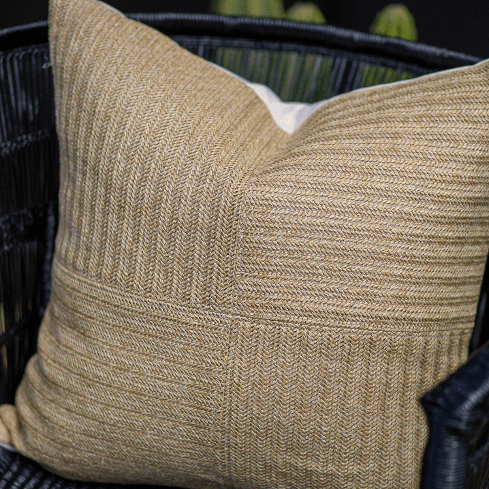 Bandhini - Design House Lounge Cushion Raffia Squares Natural Lounge Cushion 55 x 55cm