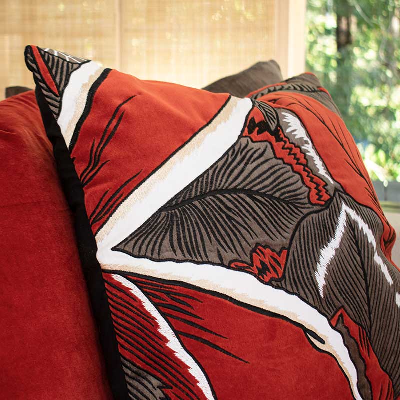 Bandhini Design House Lounge Cushion Rake Applique Velvet Desert Lounge Cushion 55 x 55cm