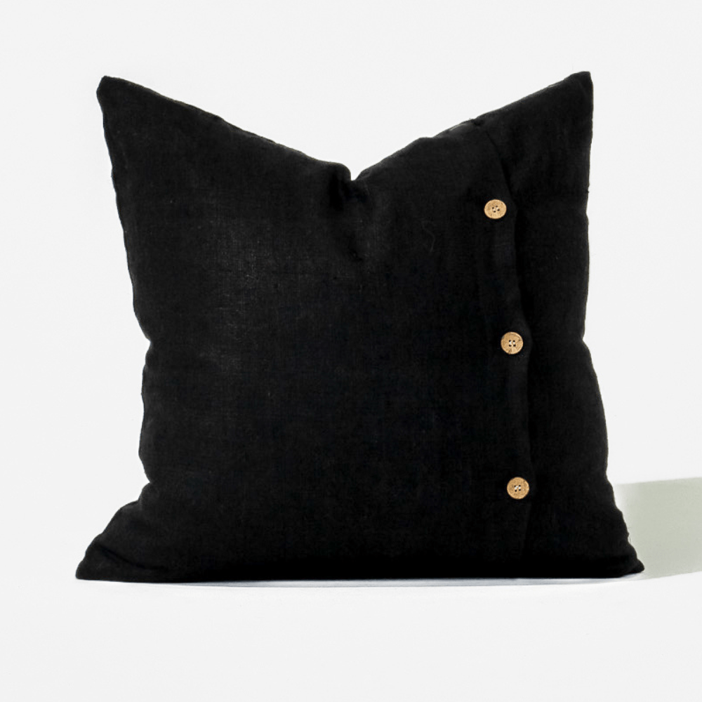 Bandhini Design House Lounge Cushion Roman Applique Velvet Black Lounge Cushion 55 x 55cm