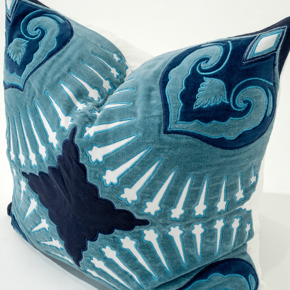 Bandhini Design House Lounge Cushion Roman Applique Velvet Navy Lounge Cushion 55 x 55cm