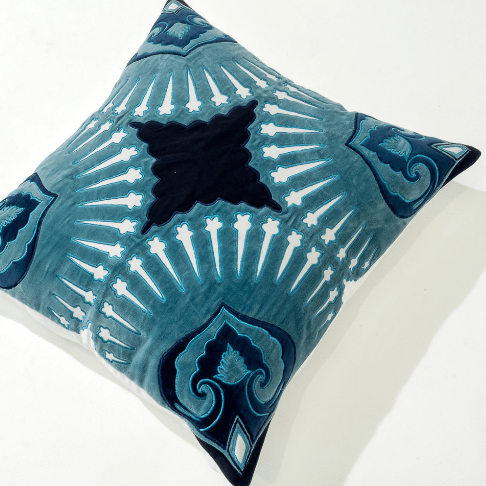 Bandhini Design House Lounge Cushion Roman Applique Velvet Navy Lounge Cushion 55 x 55cm