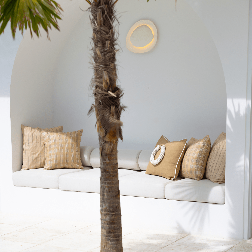 Bandhini Design House Lounge Cushion Sea Shell Necklace Piped Linen Mustard Lounge Cushion 55 x 55cm