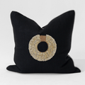 Shell Ring Coffee Bean Black & Natural Lounge Cushion 55 x 55cm — in stock, ready to ship
