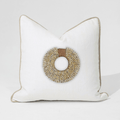 Shell Ring Coffee Bean White & Natural Handmade Shell Embellished Cushion Cover