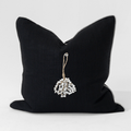 Shell Waterfall Black & Natural Handmade Shell Embellished Cushion Cover — made to order, 14–30 days