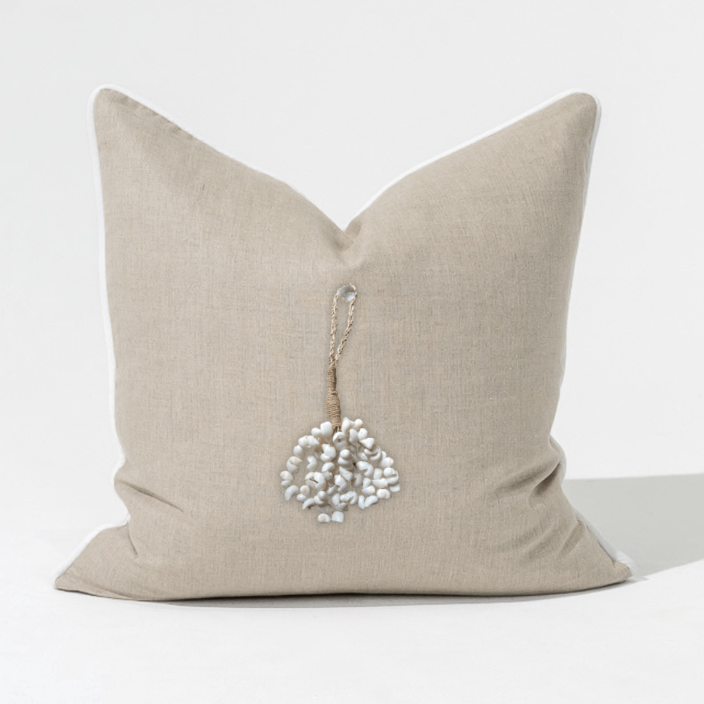 Bandhini Design House Lounge Cushion Shell Waterfall Natural & White Lounge Cushion 55 x 55cm