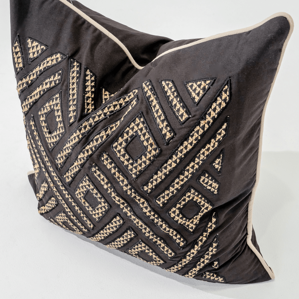 Bandhini Design House Lounge Cushion Shoowa Panel Black Lounge Cushion 55 x 55cm