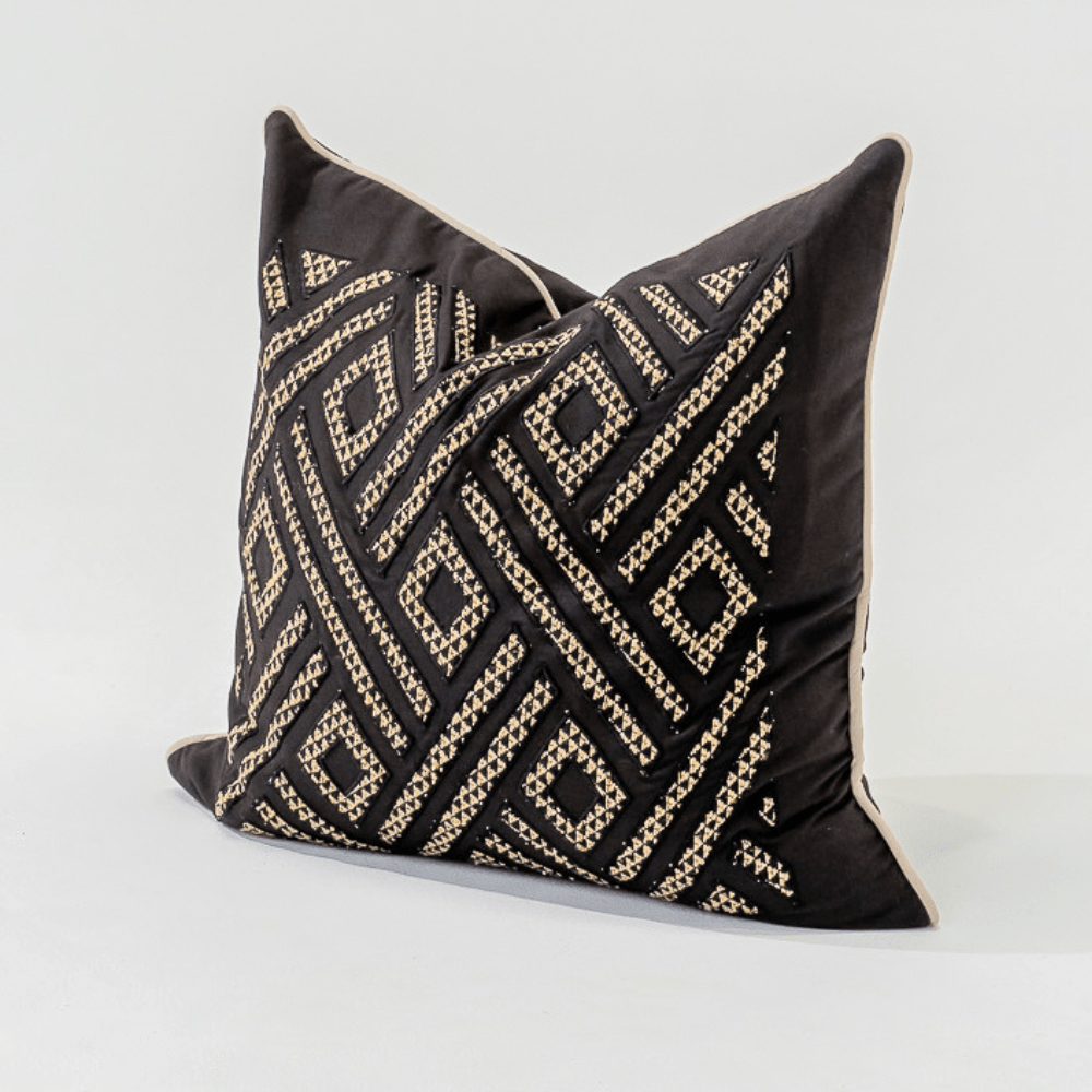 Bandhini Design House Lounge Cushion Shoowa Panel Black Lounge Cushion 55 x 55cm