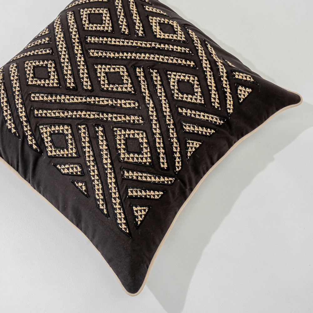 Bandhini Design House Lounge Cushion Shoowa Panel Black Lounge Cushion 55 x 55cm