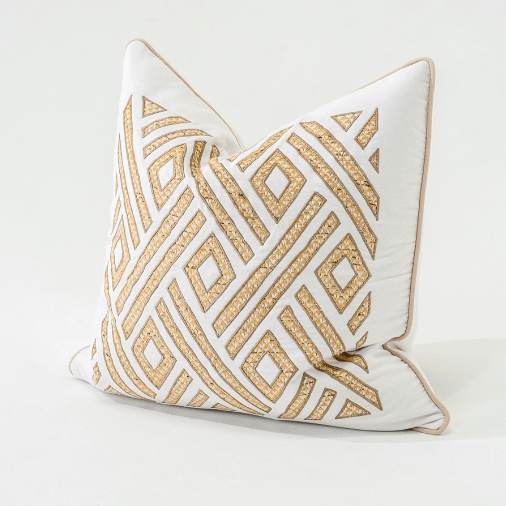 Bandhini Design House Lounge Cushion Shoowa Panel White Lounge Cushion 55 x 55cm