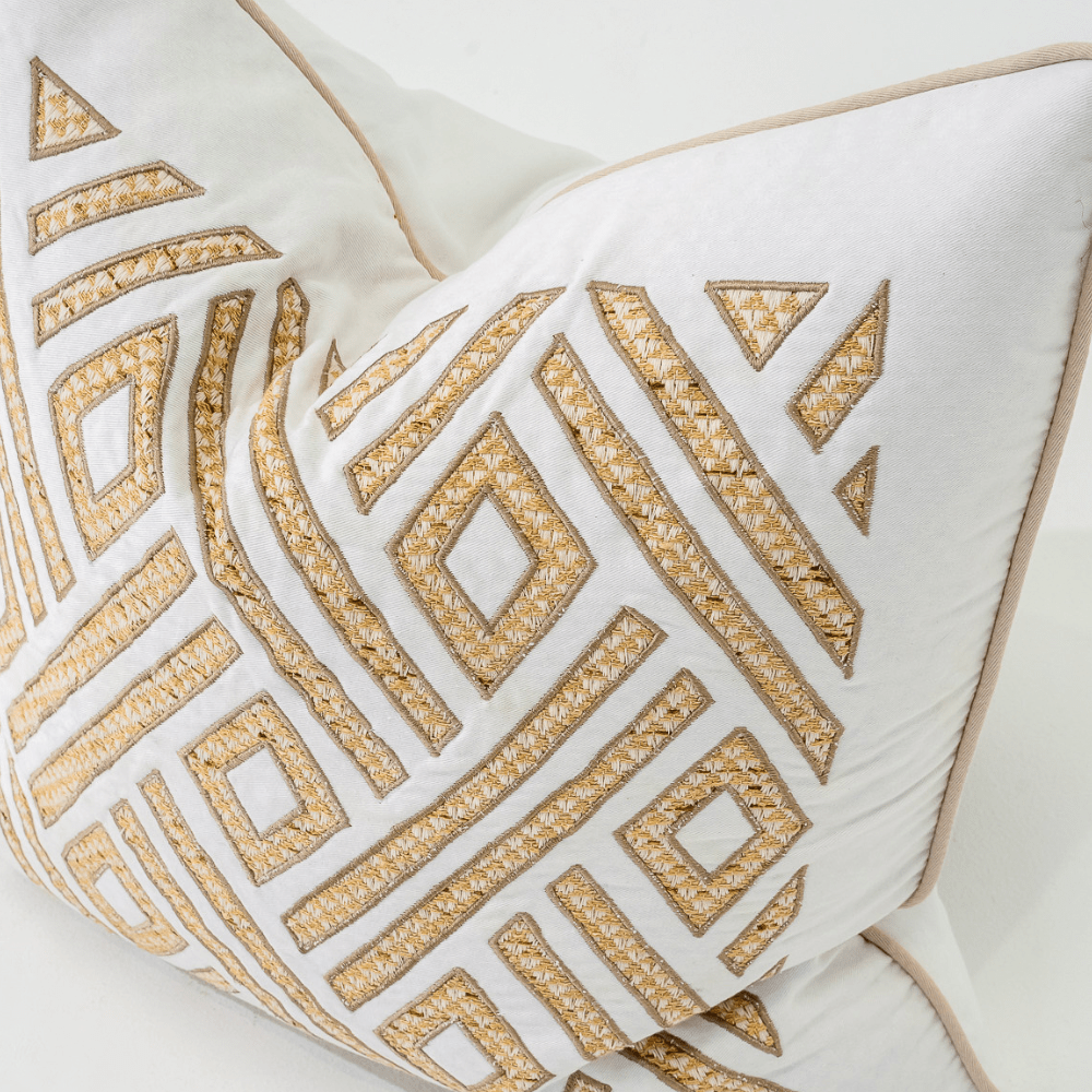 Bandhini Design House Lounge Cushion Shoowa Panel White Lounge Cushion 55 x 55cm