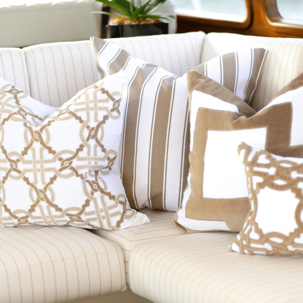 Bandhini Design House Lounge Cushion Ticking Stripe Rye White & Natural Lounge Cushion 55 x 55cm