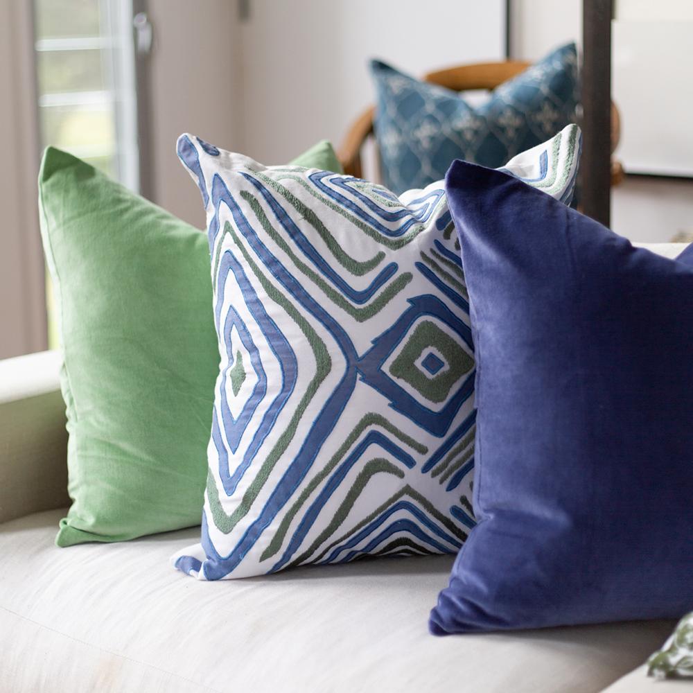 Bandhini Design House Lounge Cushion Velvet  Blue Lounge Cushion 55 x 55cm