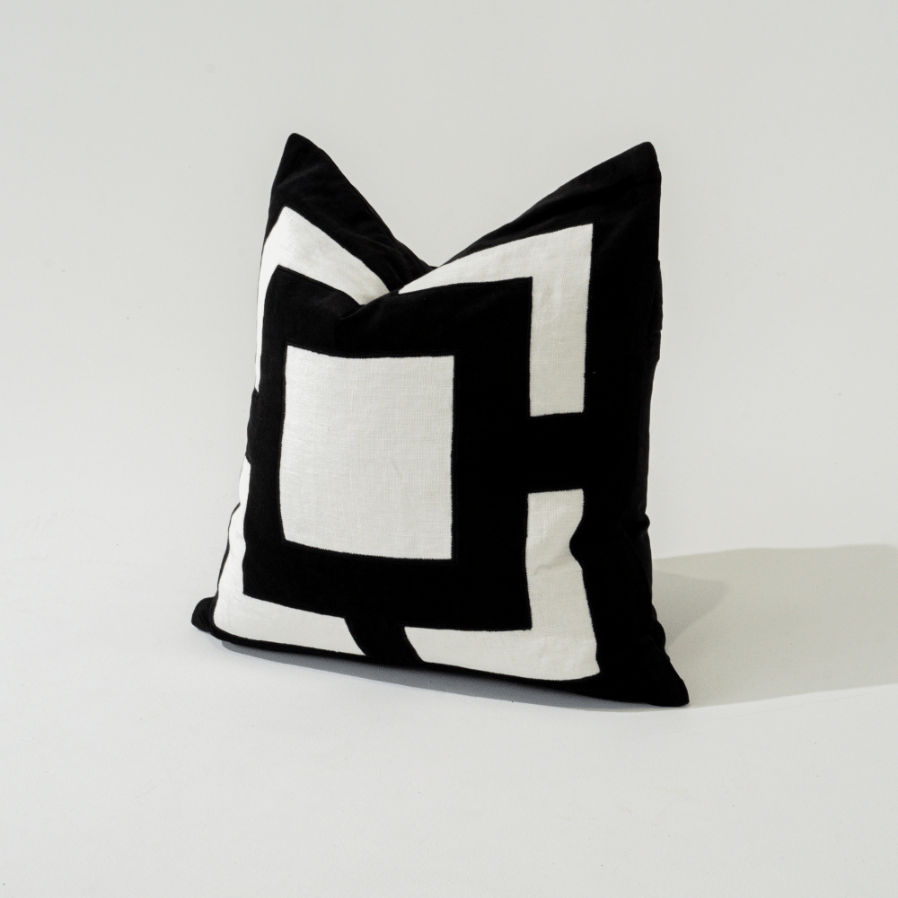 Bandhini Design House Lounge Cushion Velvet Panel Black Lounge Cushion 55 x 55cm