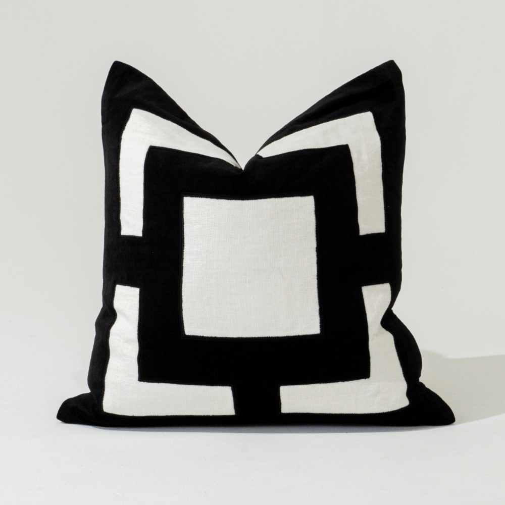 Bandhini Design House Lounge Cushion Velvet Panel Black Lounge Cushion 55 x 55cm