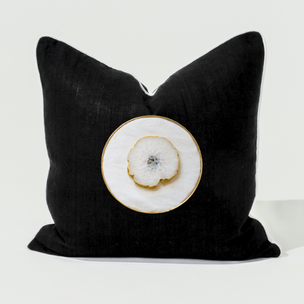 Bandhini Design House Lounge Cushion White Agate Slice Black & White Lounge Cushion 55 x 55cm