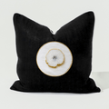 Agate White Slice Black Handmade Embellished Linen Cushion Cover — made to order, 14–30 days