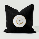 Agate White Slice Black Handmade Embellished Linen Cushion Cover