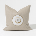 Agate White Slice Natural Handmade Embellished Linen Cushion Cover