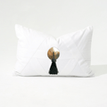 Shell Black Tassel White Handmade Shell Embellished Lumbar Cushion — made to order, 14–30 days