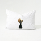 Shell Black Tassel White Handmade Shell Embellished Lumbar Cushion