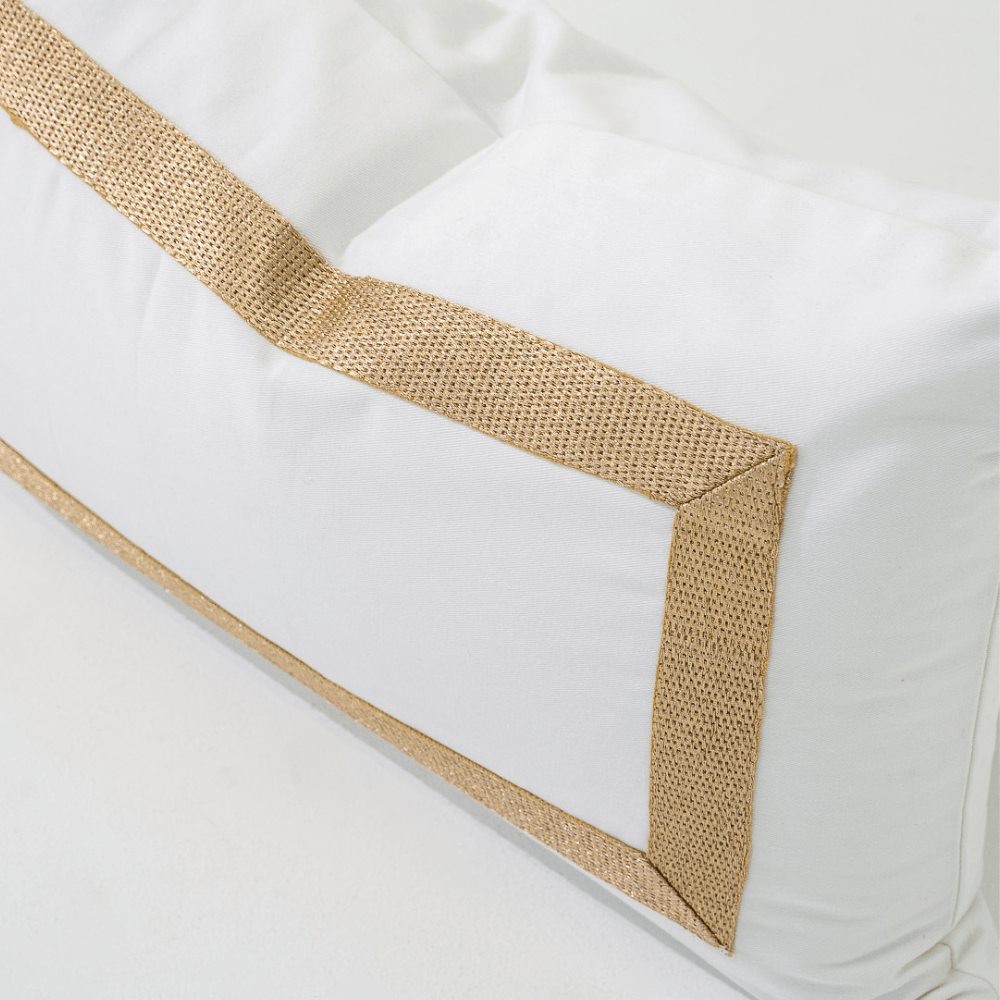 Bandhini Design House Lumber Cushion Braid Gold White Lumbar Cushion 35 x 53cm