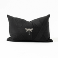 Creature Dragonfly Black Handmade Embellished Lumbar Cushion — in stock, ready to ship