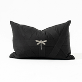 Creature Dragonfly Black Handmade Embellished Lumbar Cushion