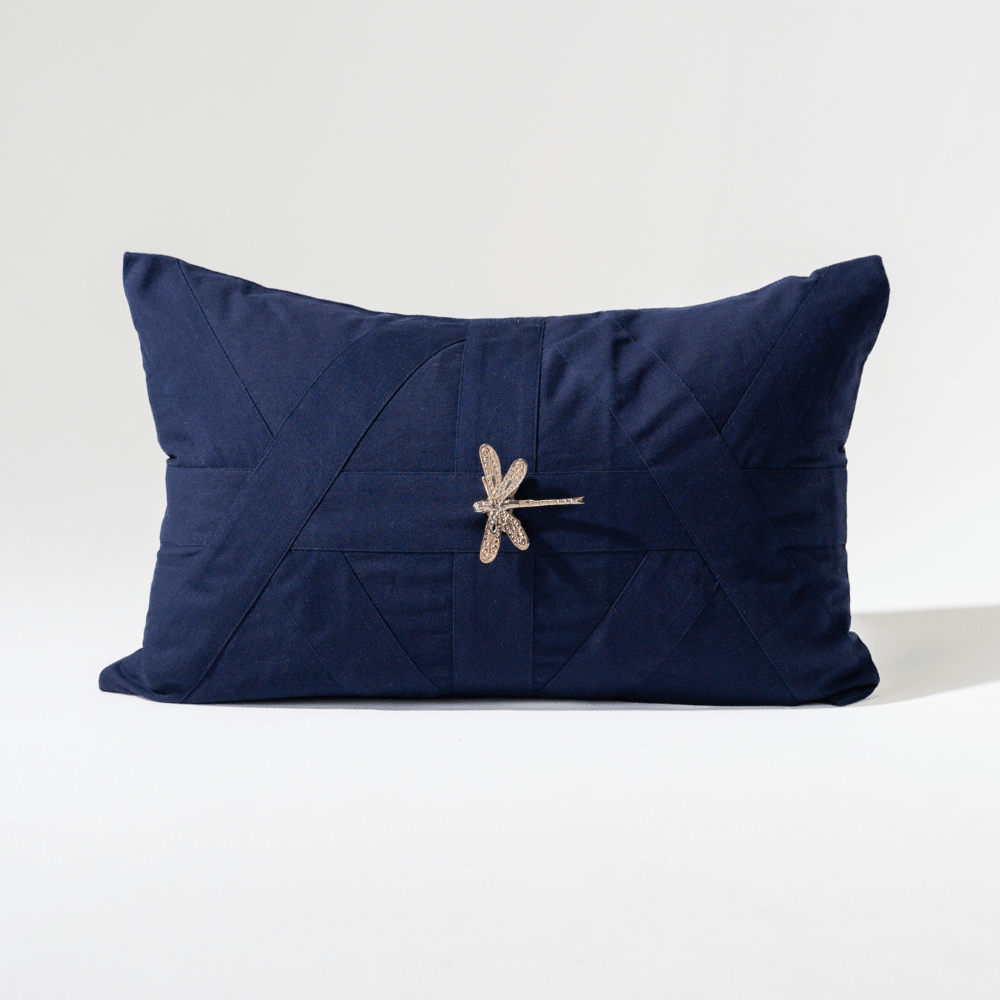 Bandhini Design House Lumber Cushion Creature Dragonfly Navy Lumbar Cushion 35 x 53cm